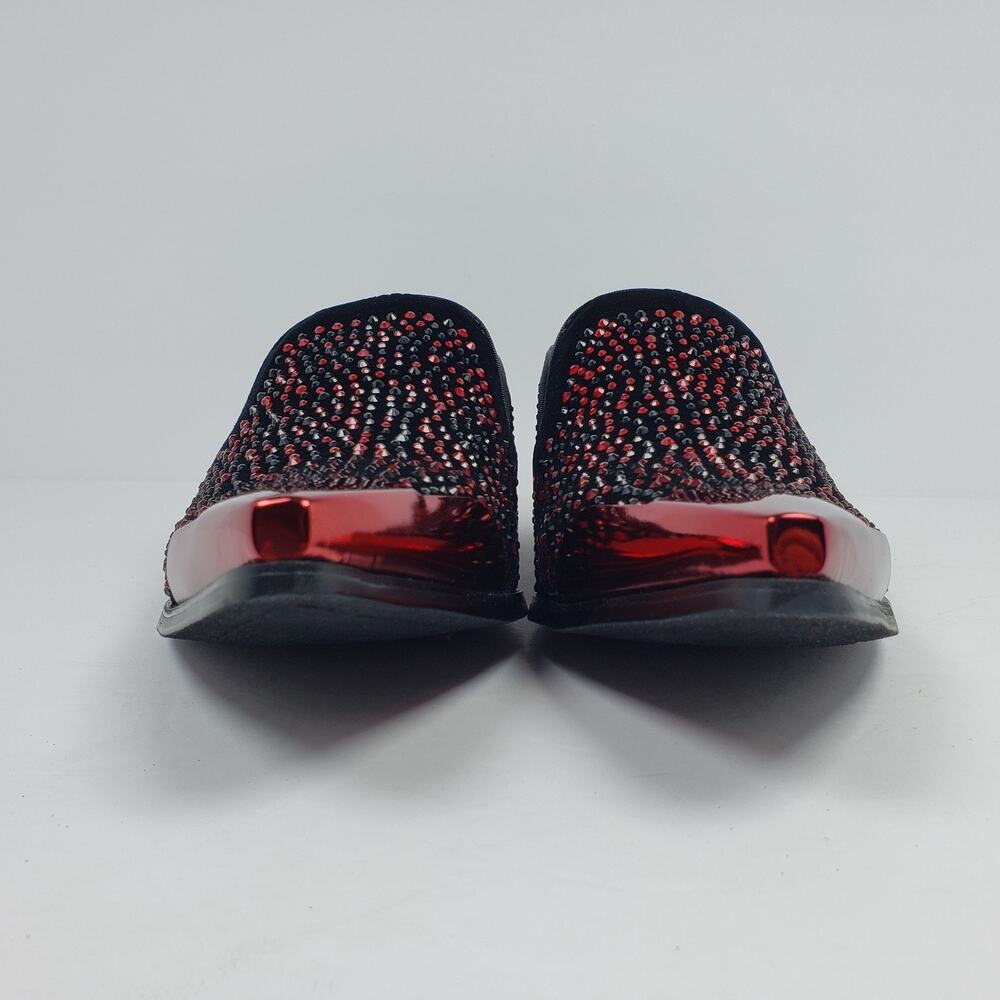 Bolano Desta Mens Sz 11 Black Red Fashion Rhinestone Slip On Dress Loafer Shoes - Picture 6 of 13